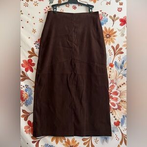 Vintage Shaver Lake Women 4P Skirt Midi Dark Brown Faux Suede Winter Made In USA